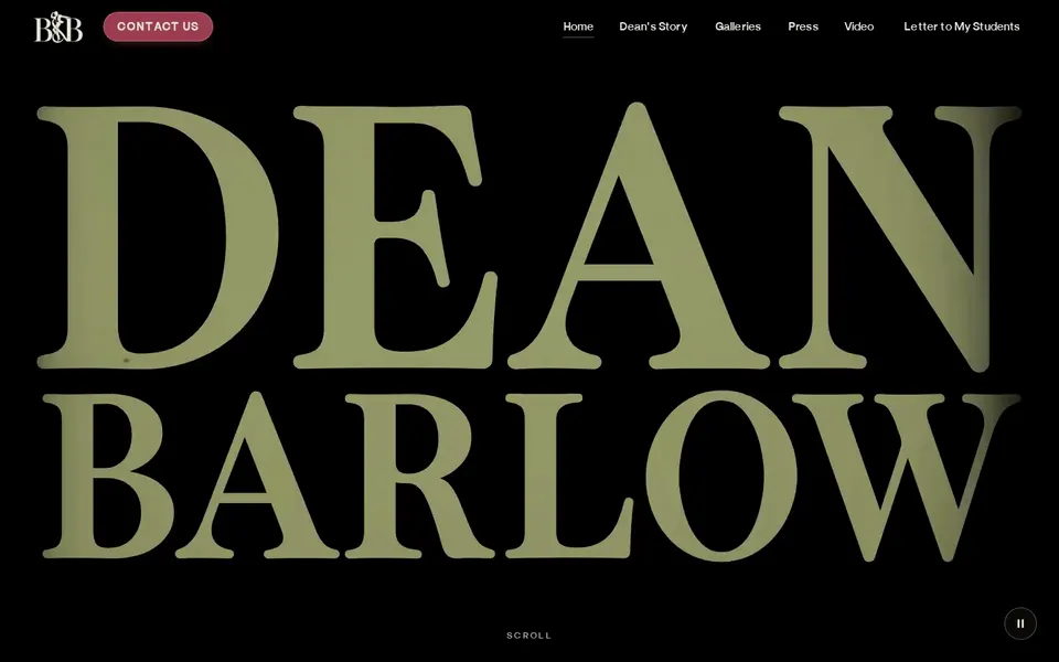 Dean Barlow's website: the DEAN BARLOW title over a dance photo.